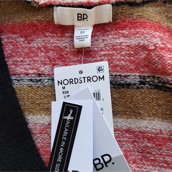 F BP Nordstrom Black Brown Stripe Button Down Cropped Cardigan Sweater NWT M - Picture 11 of 12